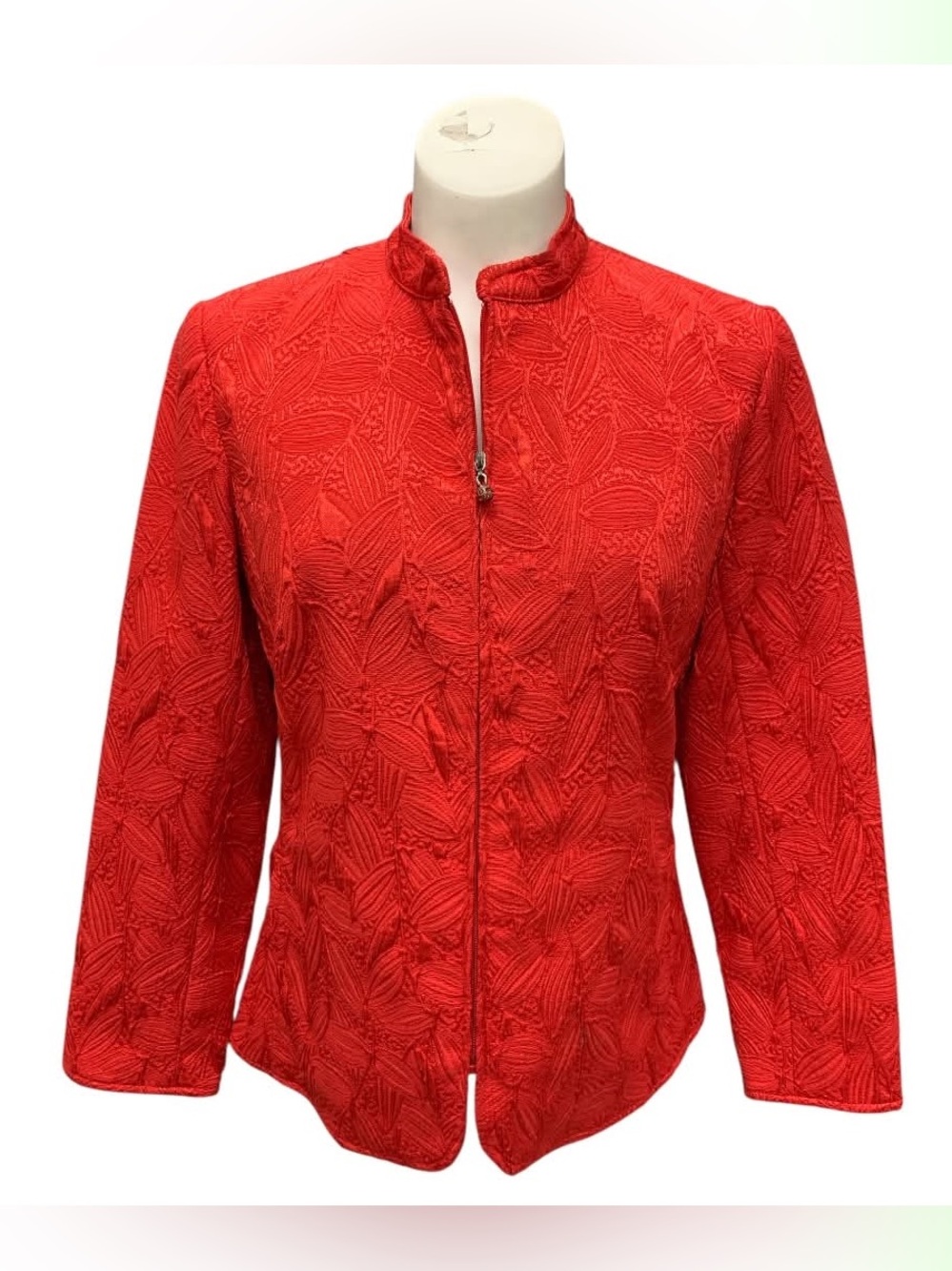 Laura Ashley Red Textured Zip Jacket Size M